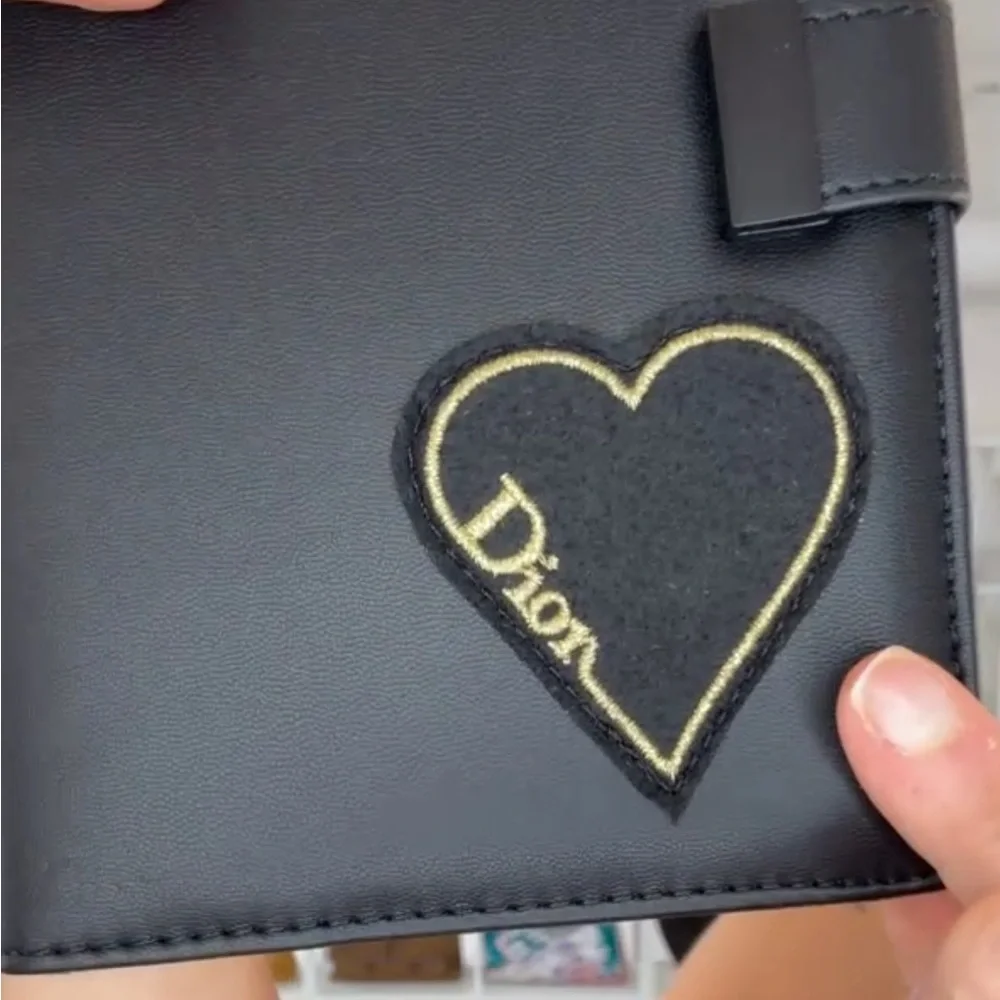 Auth Calfskin Dior Heart Leather Notebook Cover